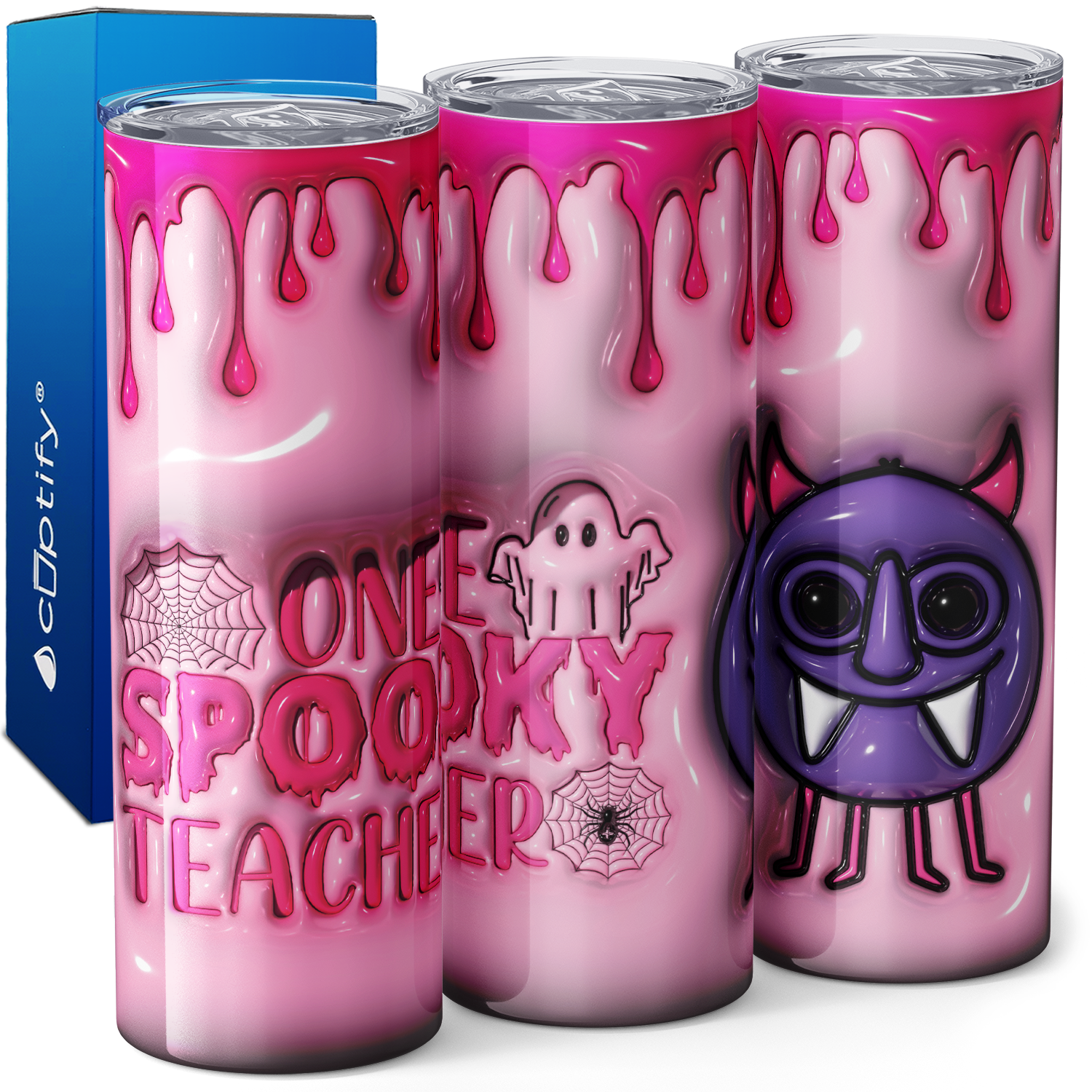 One Spooky Teacher with Monster Inflated Balloon 20oz Skinny Tumbler