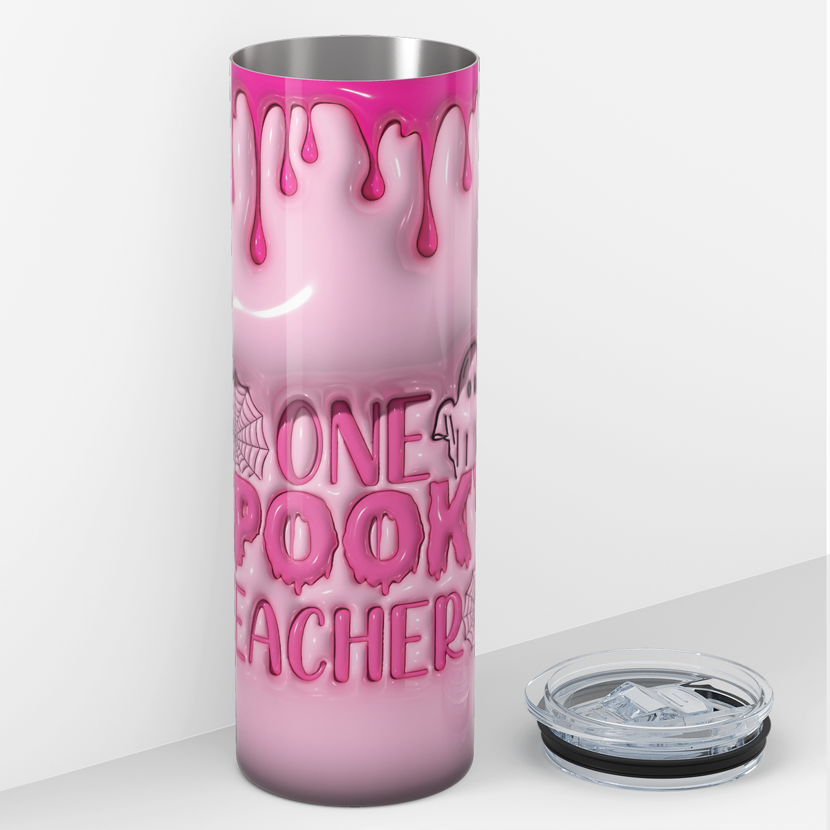 One Spooky Teacher with Monster Inflated Balloon 20oz Skinny Tumbler