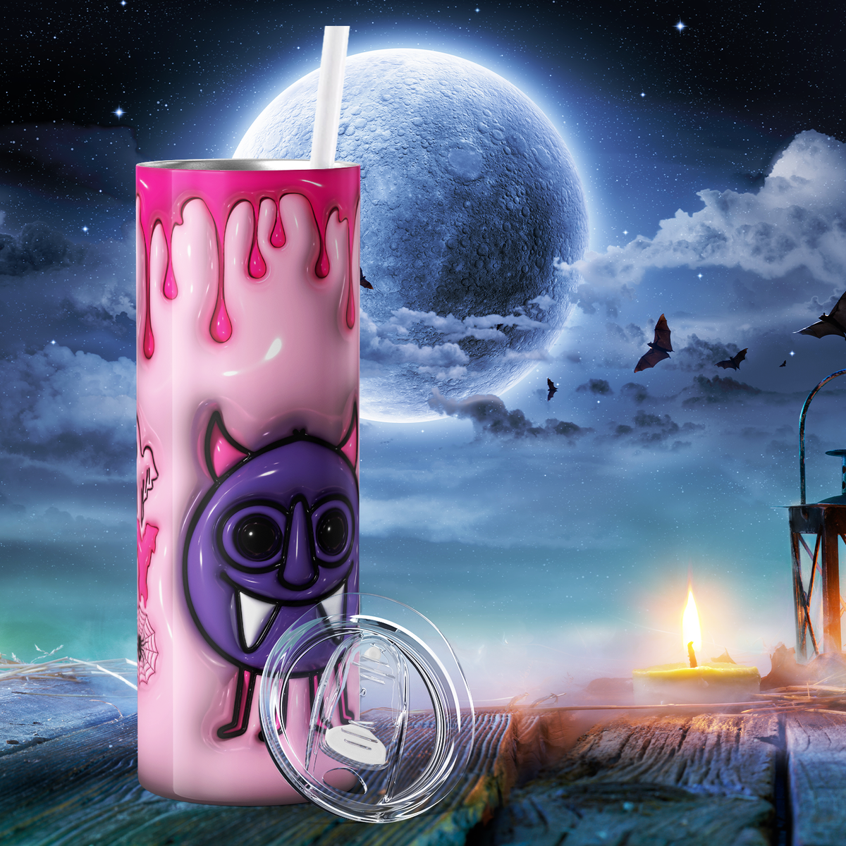 One Spooky Teacher with Monster Inflated Balloon 20oz Skinny Tumbler