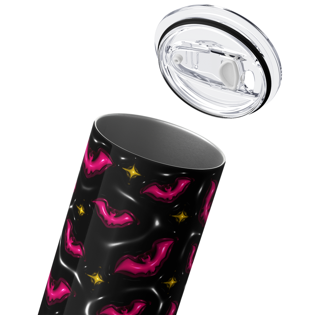 Bats Pink on Black Inflated Balloon 20oz Skinny Tumbler