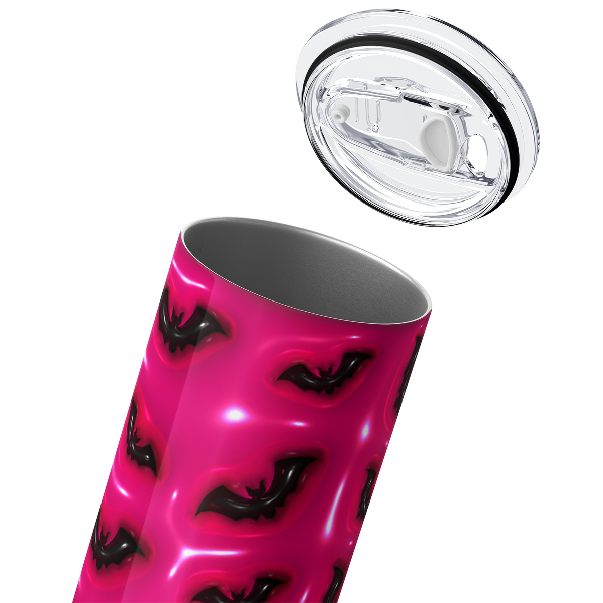 Bats Black on Pink Inflated Balloon 20oz Skinny Tumbler