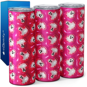 Ghosts White on Pink Inflated Balloon 20oz Skinny Tumbler