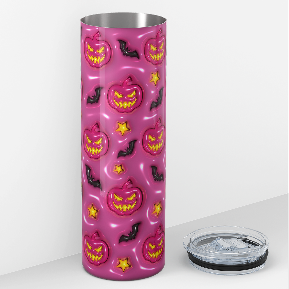 Jack-o-Lantern Pink on Pink Inflated Balloon 20oz Skinny Tumbler