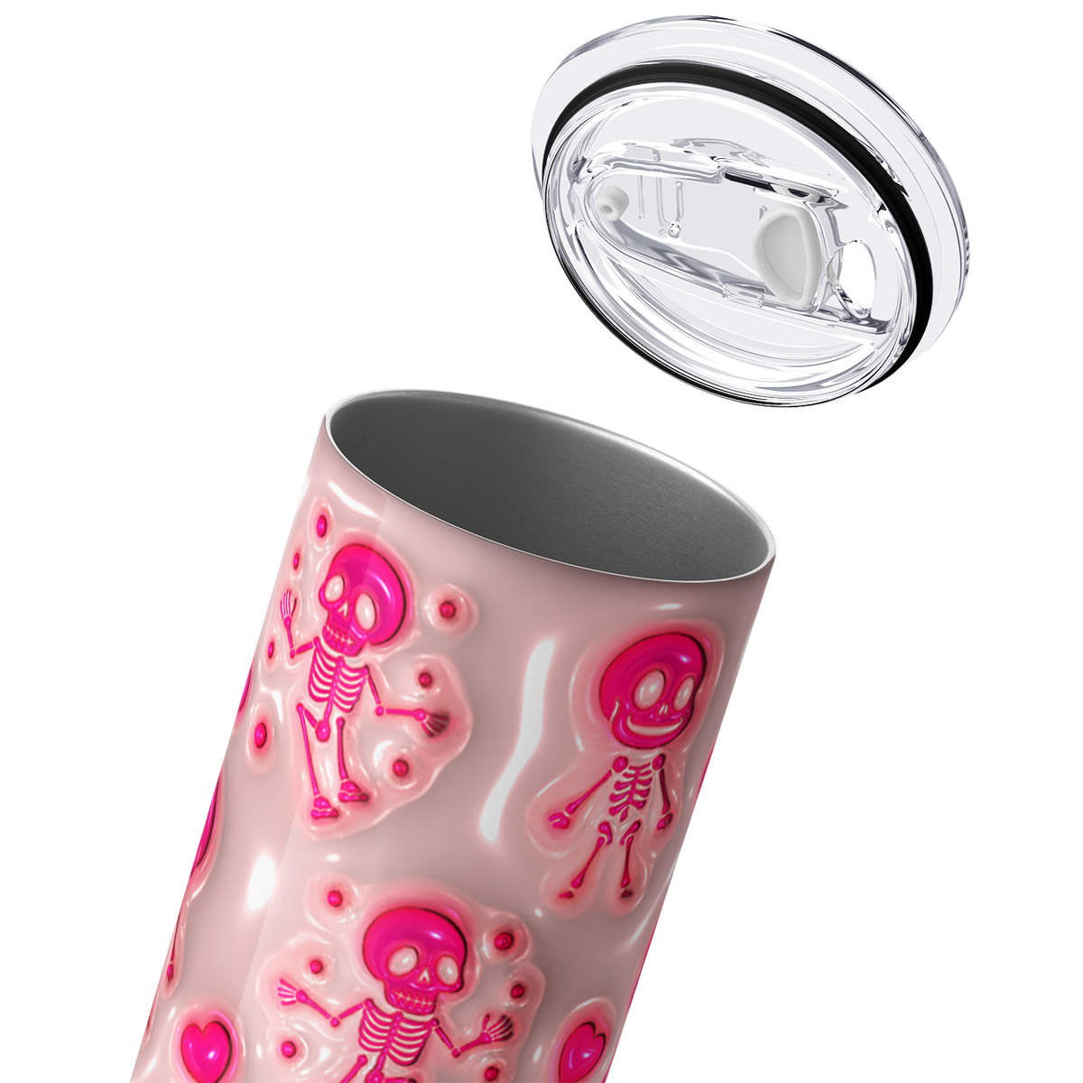 Skeletons Pink Inflated Balloon 20oz Skinny Tumbler
