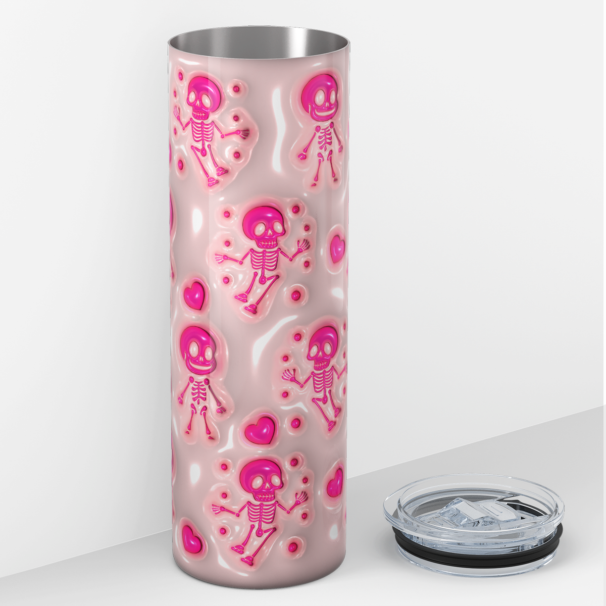Skeletons Pink Inflated Balloon 20oz Skinny Tumbler