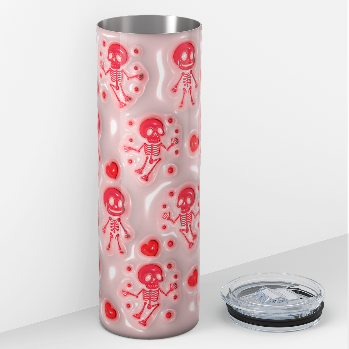 Skeletons Red Inflated Balloon 20oz Skinny Tumbler