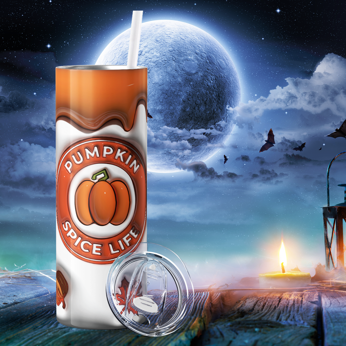 Pumpkin Spice Life Inflated Balloon 20oz Skinny Tumbler