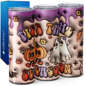 Tis the Season Pumpkin and Ghost Inflated Balloon 20oz Skinny Tumbler