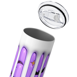 Bats on Purple with Drips Inflated Balloon 20oz Skinny Tumbler