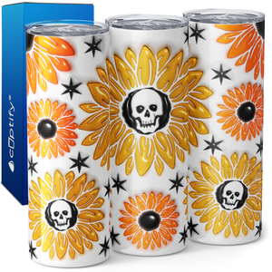 Skull Sunflowers Inflated Balloon 20oz Skinny Tumbler