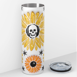 Skull Sunflowers Inflated Balloon 20oz Skinny Tumbler