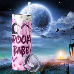 Spooky Babe Pink Inflated Balloon 20oz Skinny Tumbler