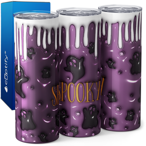 Spooky Ghosts Purple and Drips Inflated Balloon 20oz Skinny Tumbler