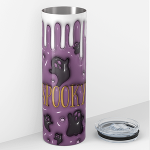 Spooky Ghosts Purple and Drips Inflated Balloon 20oz Skinny Tumbler