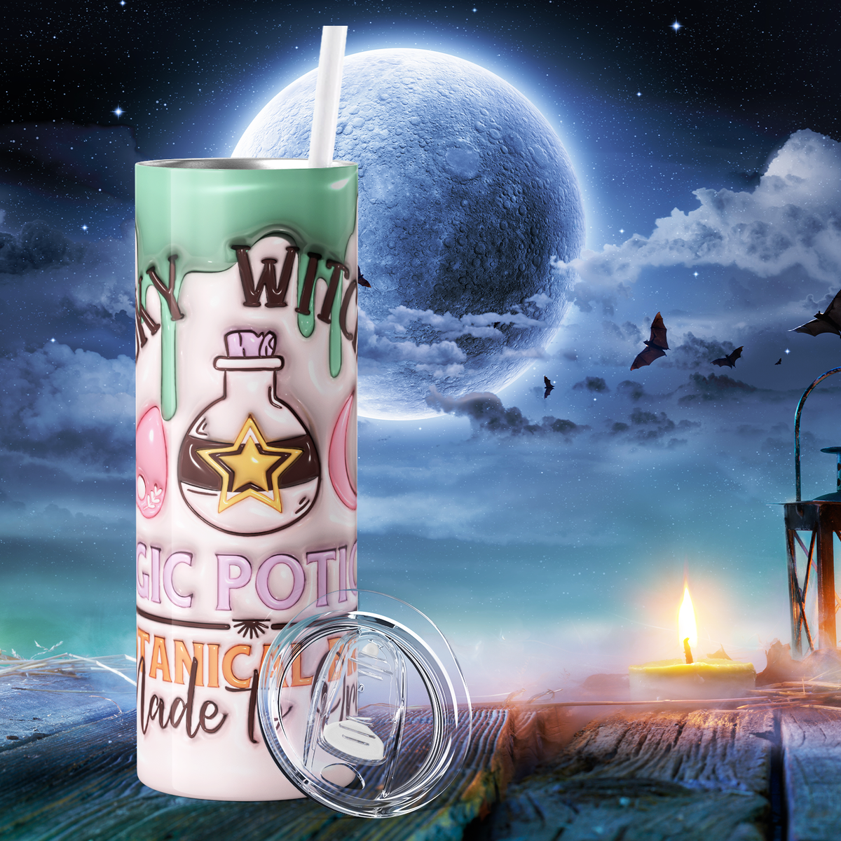 Spooky Witch Co Inflated Balloon 20oz Skinny Tumbler