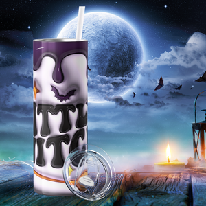 Little Witch on Purple Inflated Balloon 20oz Skinny Tumbler