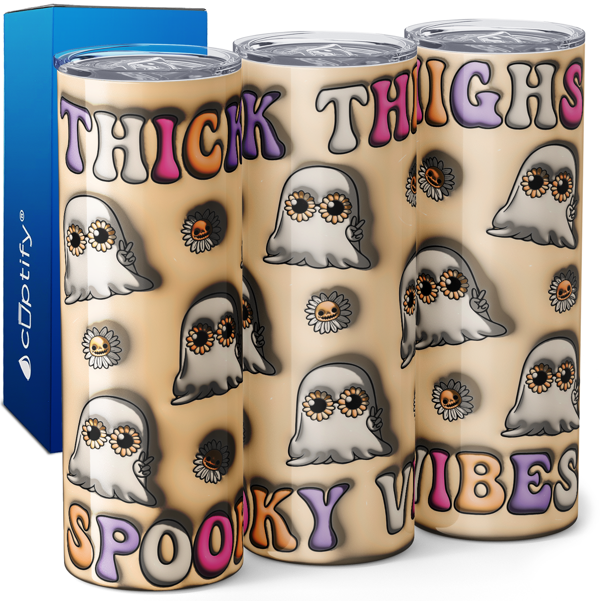 Thick Thighs Spooky Vibes Inflated Balloon 20oz Skinny Tumbler