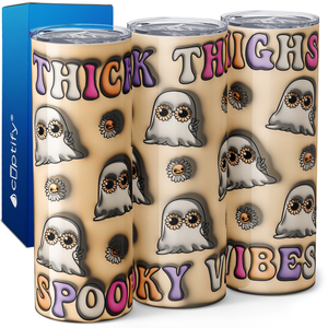Thick Thighs Spooky Vibes Inflated Balloon 20oz Skinny Tumbler