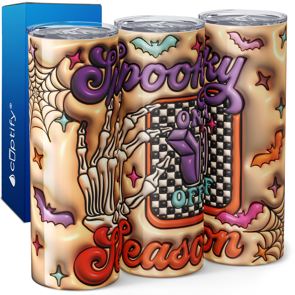 Spooky Season Light Switch Inflated Balloon 20oz Skinny Tumbler