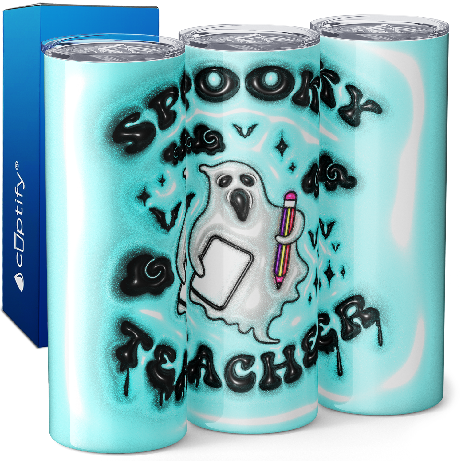 Spooky Teacher Inflated Balloon 20oz Skinny Tumbler