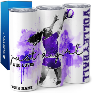 Personalized Girl Who Loves Volleyball 20oz Skinny Tumbler