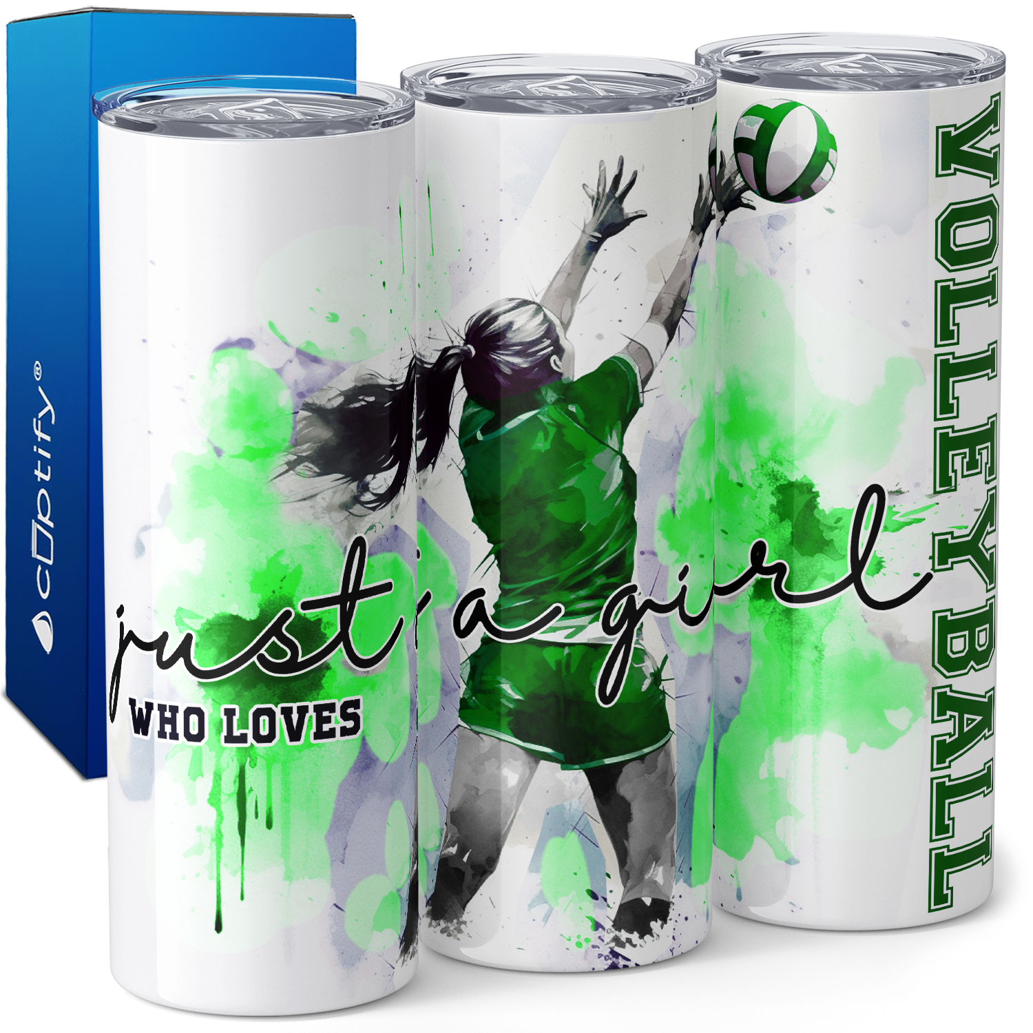 Girl Who Loves Volleyball Green 20oz Skinny Tumbler