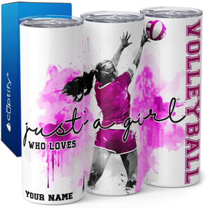 Personalized Girl Who Loves Volleyball 20oz Skinny Tumbler