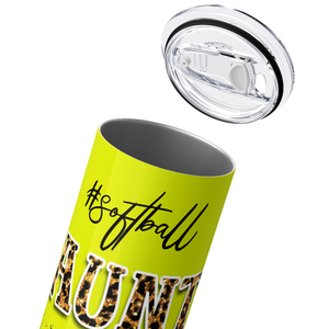 Softball Aunt with Leopard Print 20oz Skinny Tumbler