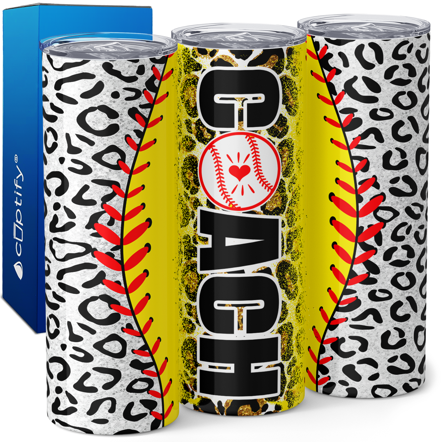 Softball Coach Leopard Print 20oz Skinny Tumbler