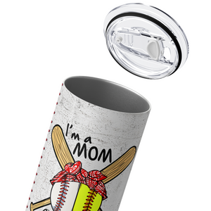 Baseball and Softball Mom 20oz Skinny Tumbler