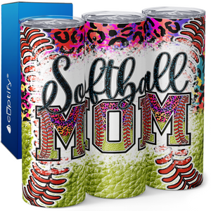 Softball Mom Pink Leopard 20oz Skinny Tumbler