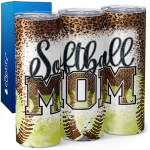 Softball Mom Leopard 20oz Skinny Tumbler