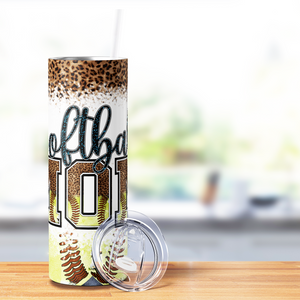 Softball Mom Leopard 20oz Skinny Tumbler