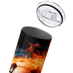 Flaming Soccer Ball 20oz Skinny Tumbler