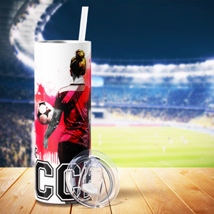 I Can't I Have Soccer on Red Splash 20oz Skinny Tumbler