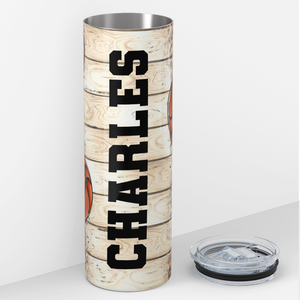 Personalized Basketball Leopard Print 20oz Skinny Tumbler