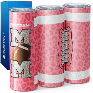 Football Mom on Pink Leopard Print 20oz Skinny Tumbler