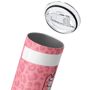 Football Mom on Pink Leopard Print 20oz Skinny Tumbler