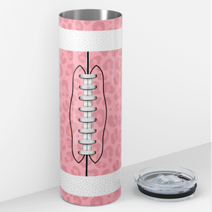 Football Mom on Pink Leopard Print 20oz Skinny Tumbler