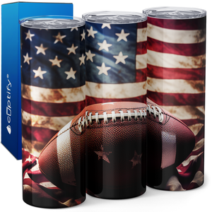 American Football with Flag 20oz Skinny Tumbler