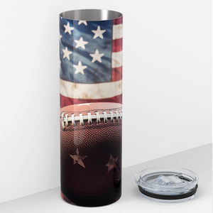 American Football with Flag 20oz Skinny Tumbler