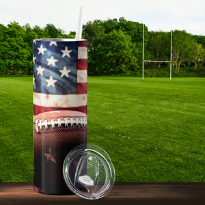 American Football with Flag 20oz Skinny Tumbler