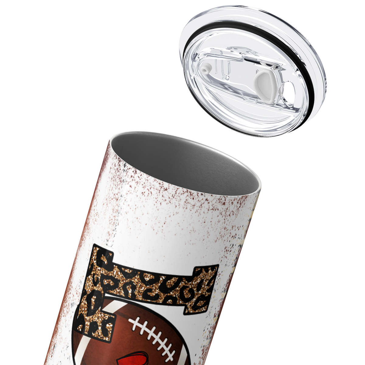 Love Leopart Print Heart Football 20oz Skinny Tumbler