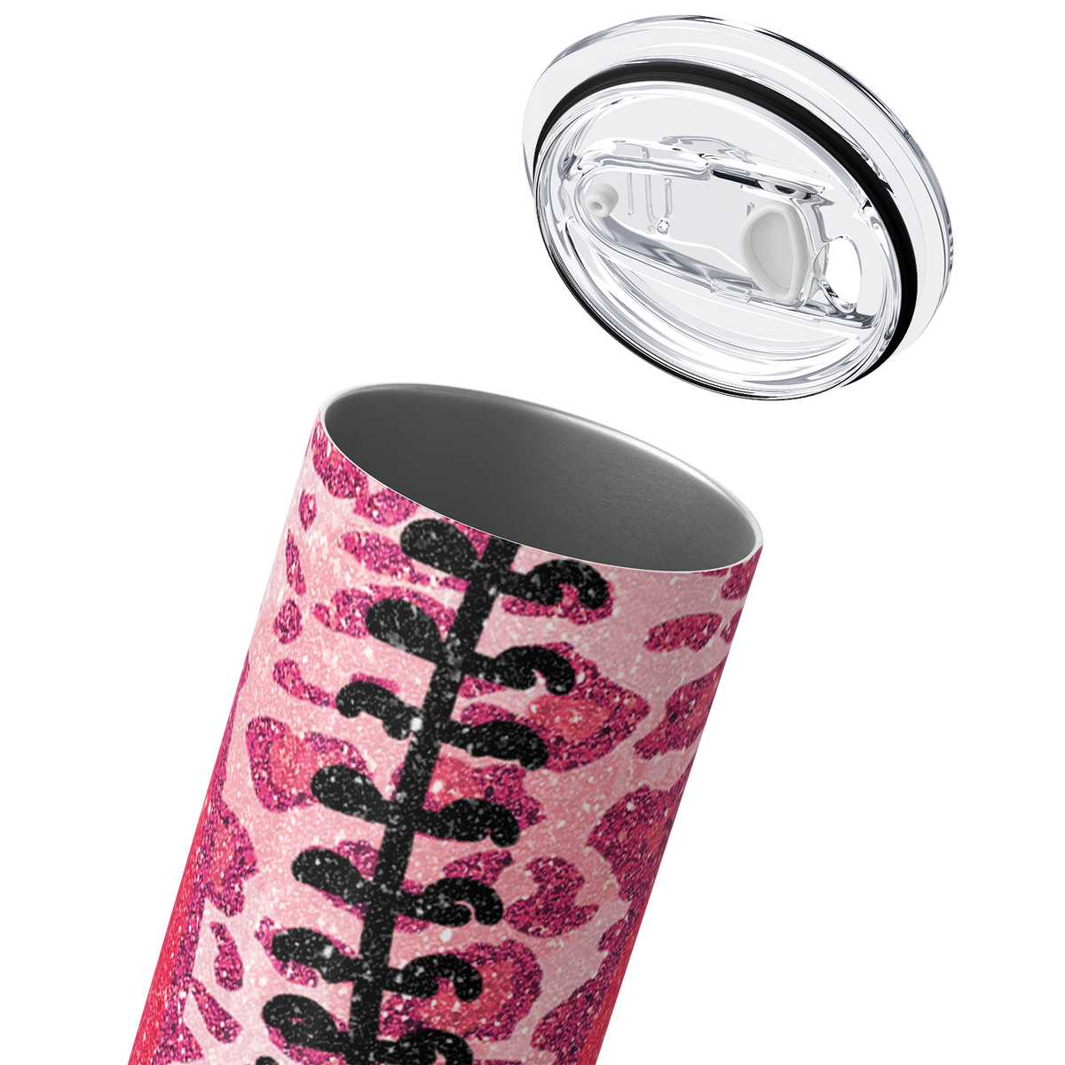 Pink Football on Leopard Print 20oz Skinny Tumbler