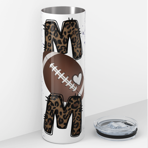 Football Mom on Purple Glitter 20oz Skinny Tumbler