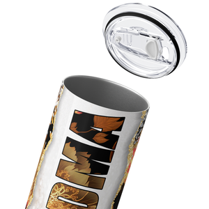 Grandma Black and Gold Flowers 20oz Skinny Tumbler