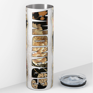 Grandma Black and Gold Flowers 20oz Skinny Tumbler