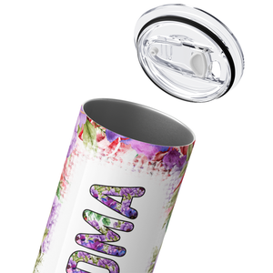 Grandma Purple Flowers 20oz Skinny Tumbler