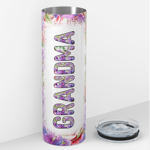 Grandma Purple Flowers 20oz Skinny Tumbler