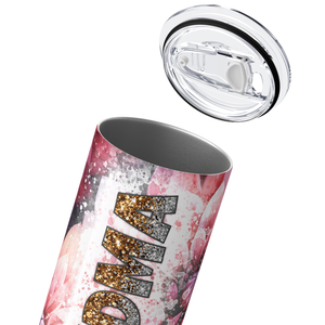 Grandma Glitter and Flowers 20oz Skinny Tumbler